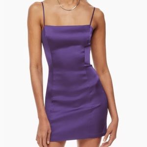 Sunday Best Shimmer Satin Dress in Supernova Purple